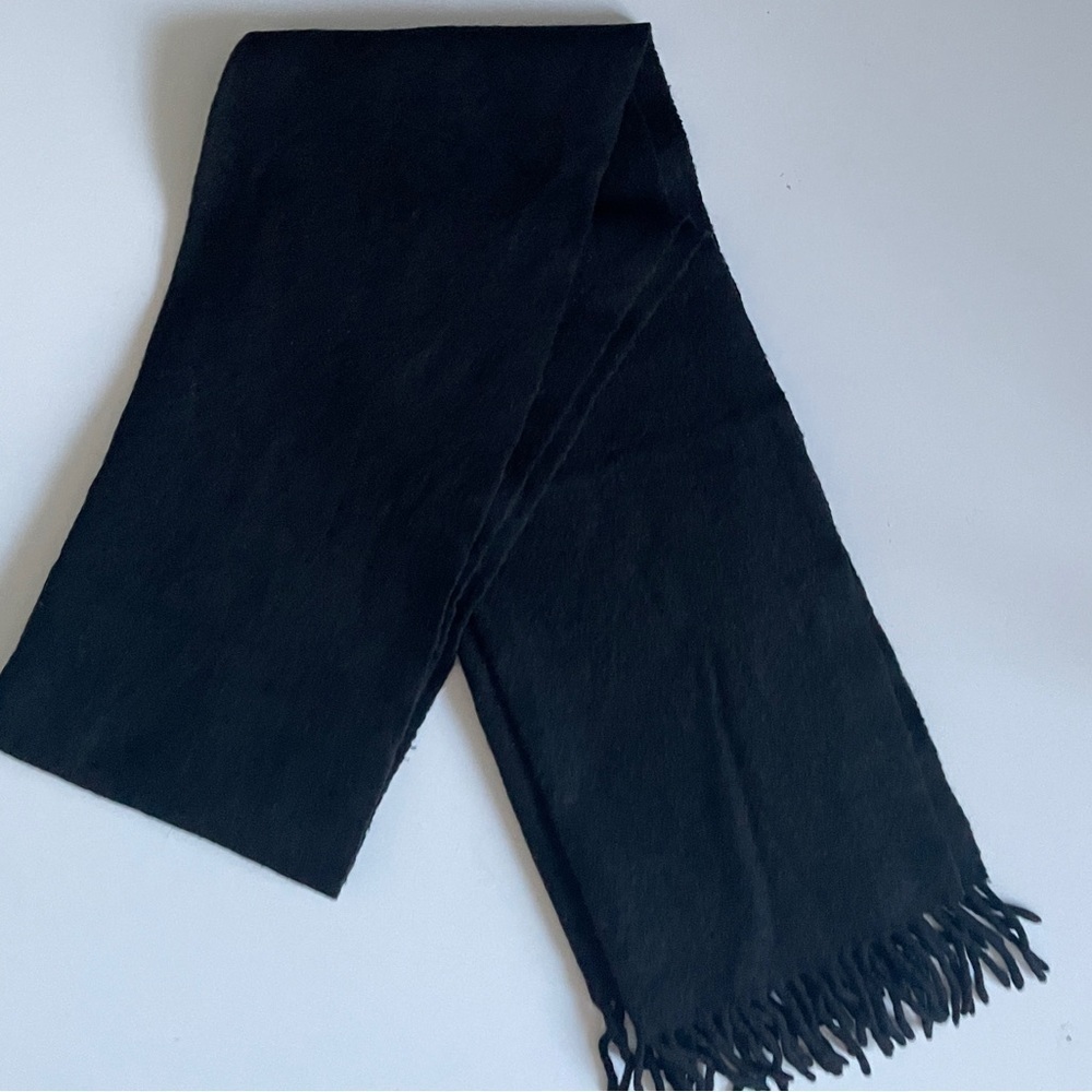 Black scarf with fringes 68” X 14” - Picture 5 of 8